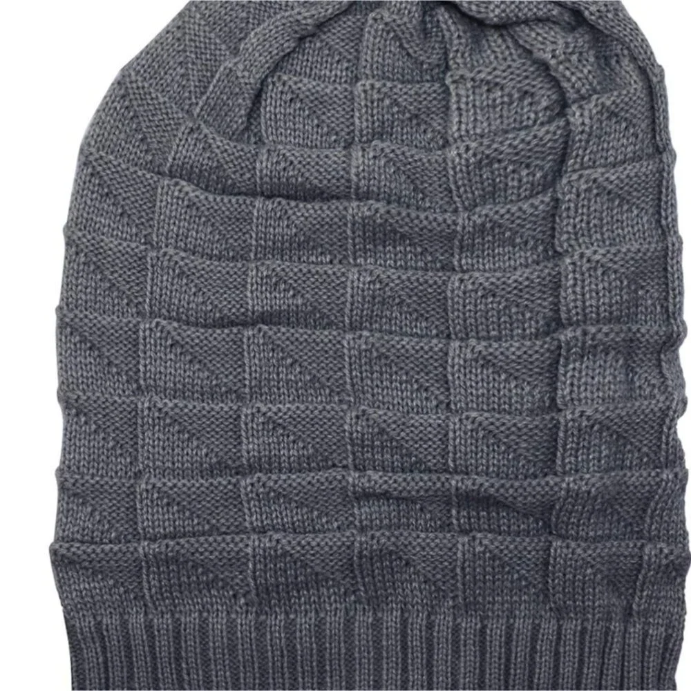 Dark Gray slouchy beanie long knit hat hipster Grunge hat Baggy